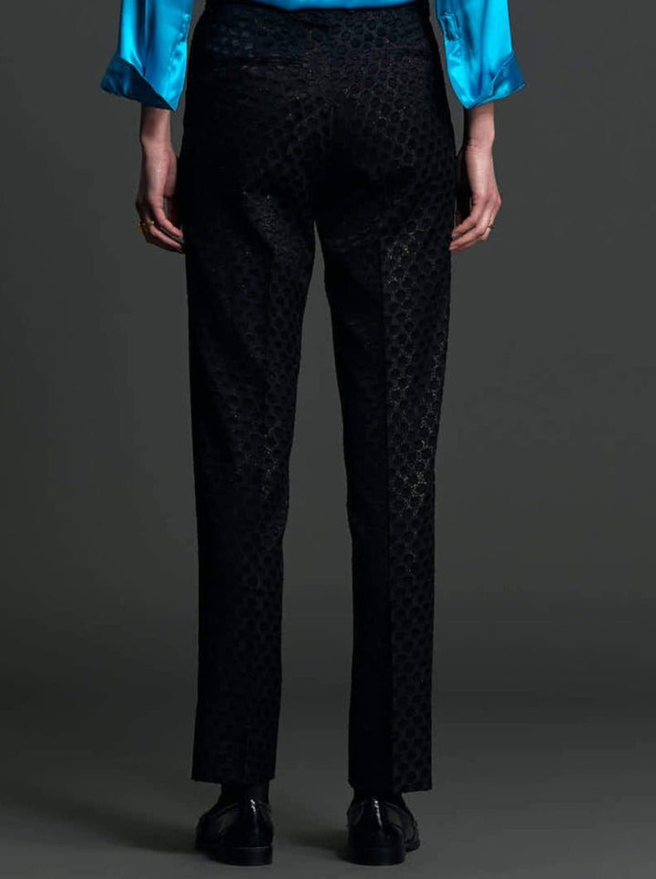 Women's Black and Gold Polka Dot Slim Pant - Nigel Curtiss