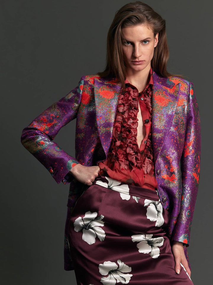 Women's Celestial Brocade Car Coat - Nigel Curtiss