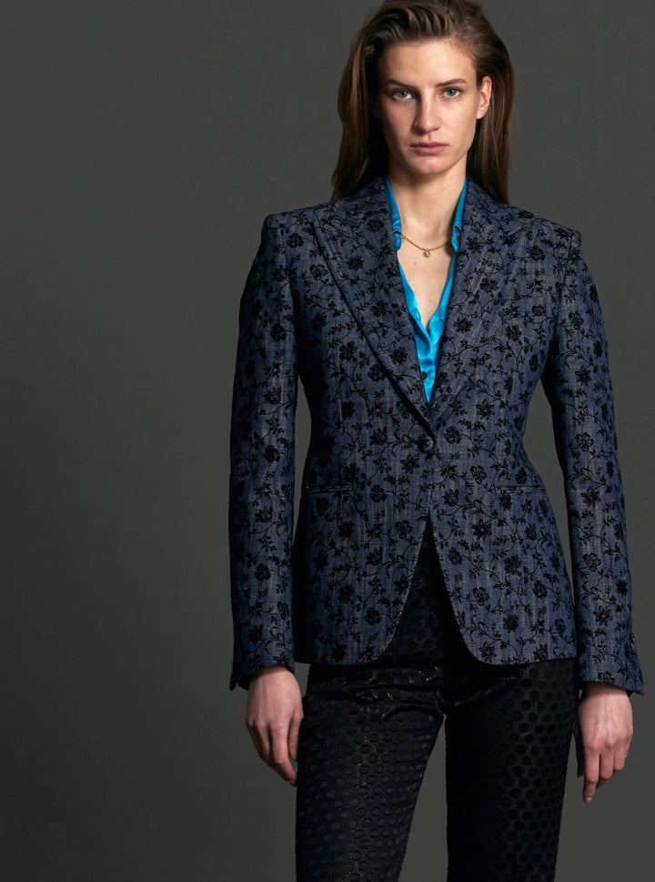 Women's Denim Floral Print Jacket - Nigel Curtiss