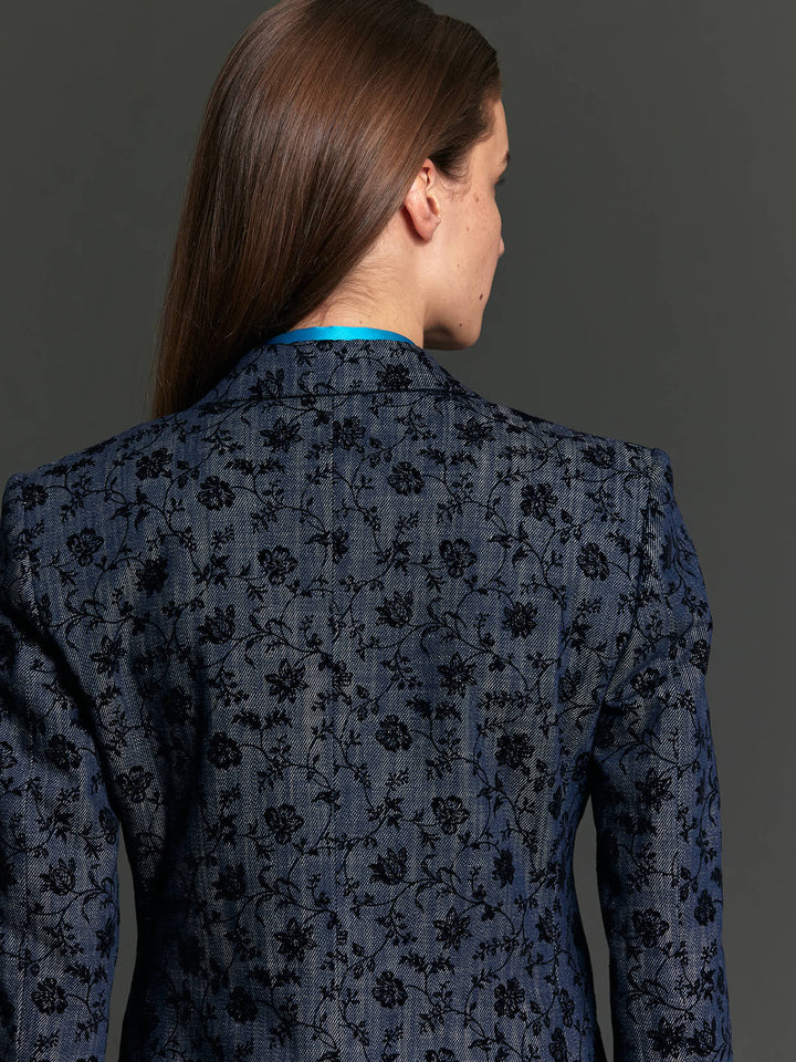 Women's Denim Floral Print Jacket - Nigel Curtiss