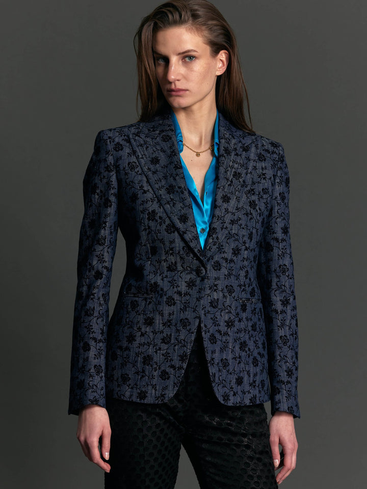 Women's Denim Floral Print Jacket - Nigel Curtiss