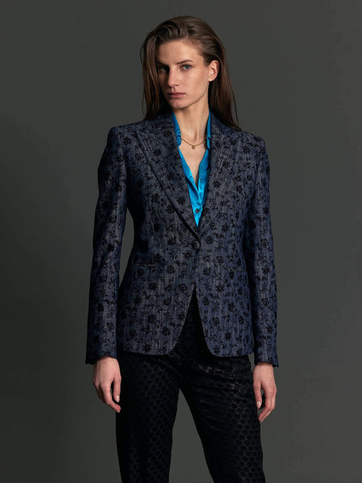 Women's Denim Floral Print Jacket - Nigel Curtiss