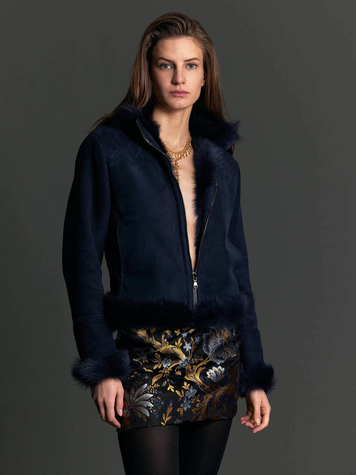 Women's Shearling Short Jacket - Nigel Curtiss