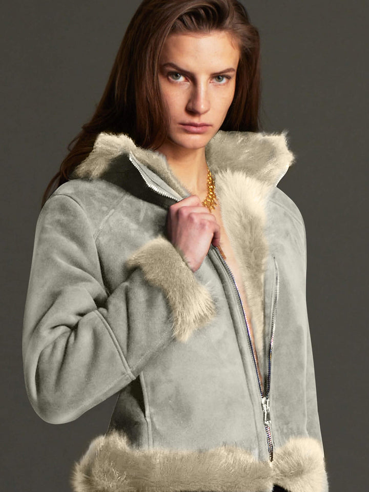 Women's Shearling Short Jacket - Nigel Curtiss