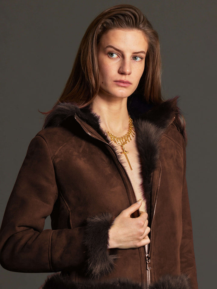 Women's Shearling Short Jacket - Nigel Curtiss