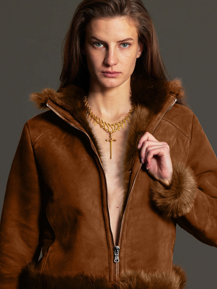 Women's Shearling Short Jacket - Nigel Curtiss