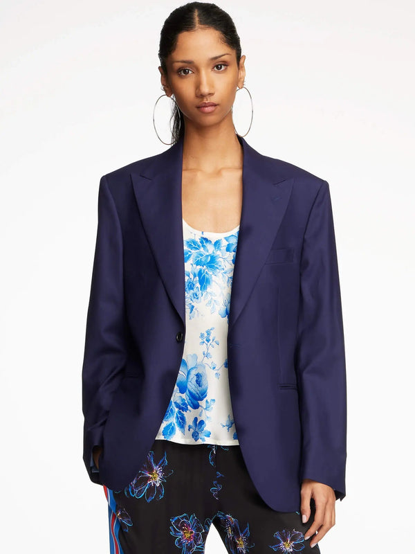 Women's Wool Boyfriend Jacket In Imperial Blue - Nigel Curtiss