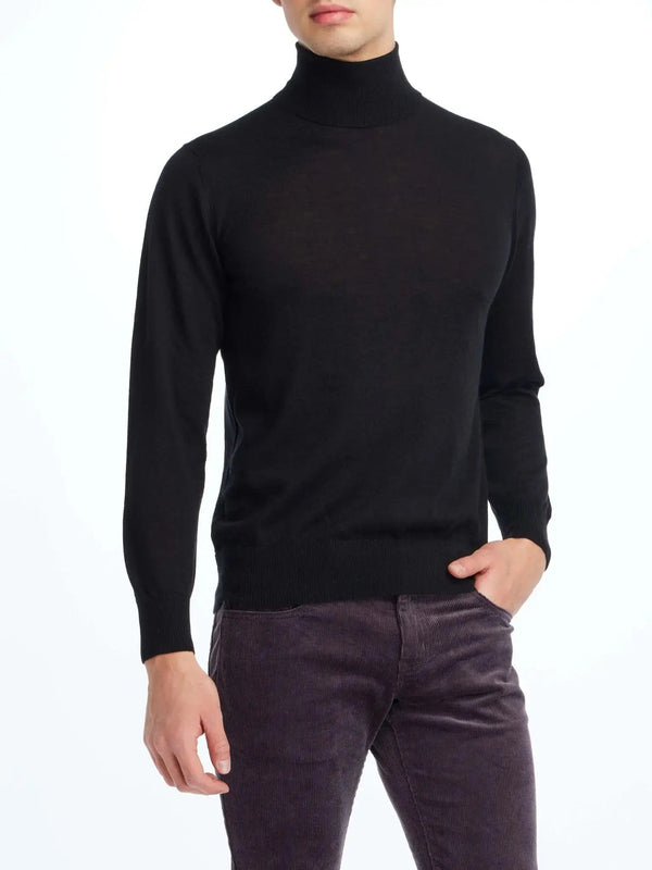 MEN'S CASHMERE TURTLENECK IN BLACK - Nigel Curtiss