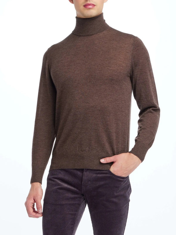 MEN'S CASHMERE TURTLENECK IN BROWN - Nigel Curtiss