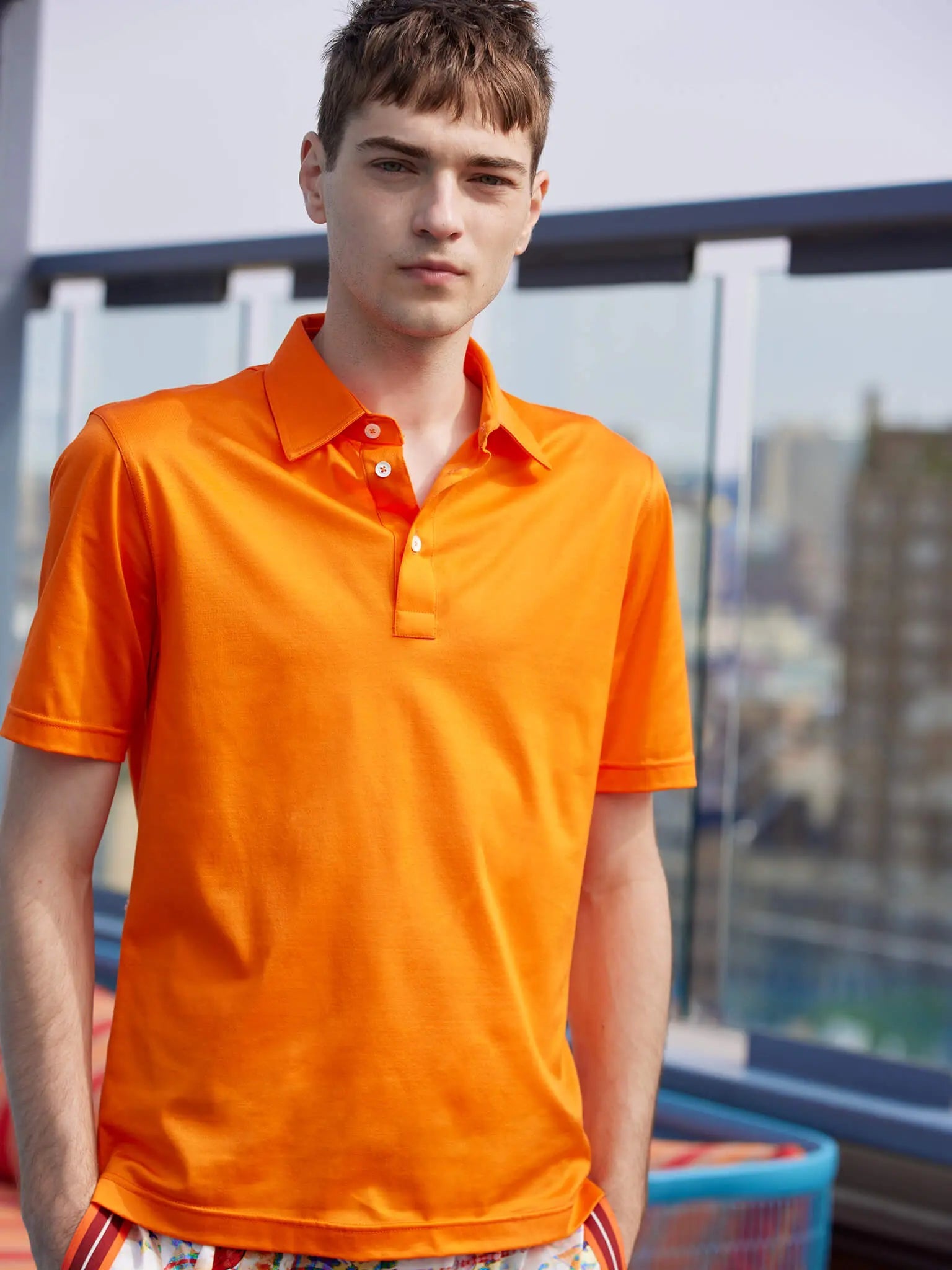 Orange polo shirt men hotsell