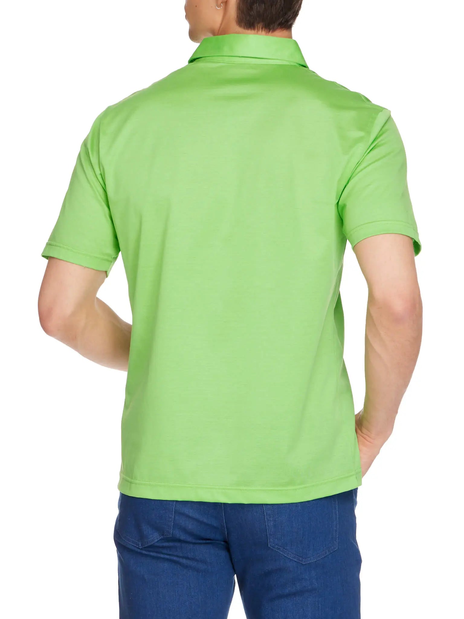 Men s Cotton Jersey Polo Shirt In Lime Green Nigel Curtiss