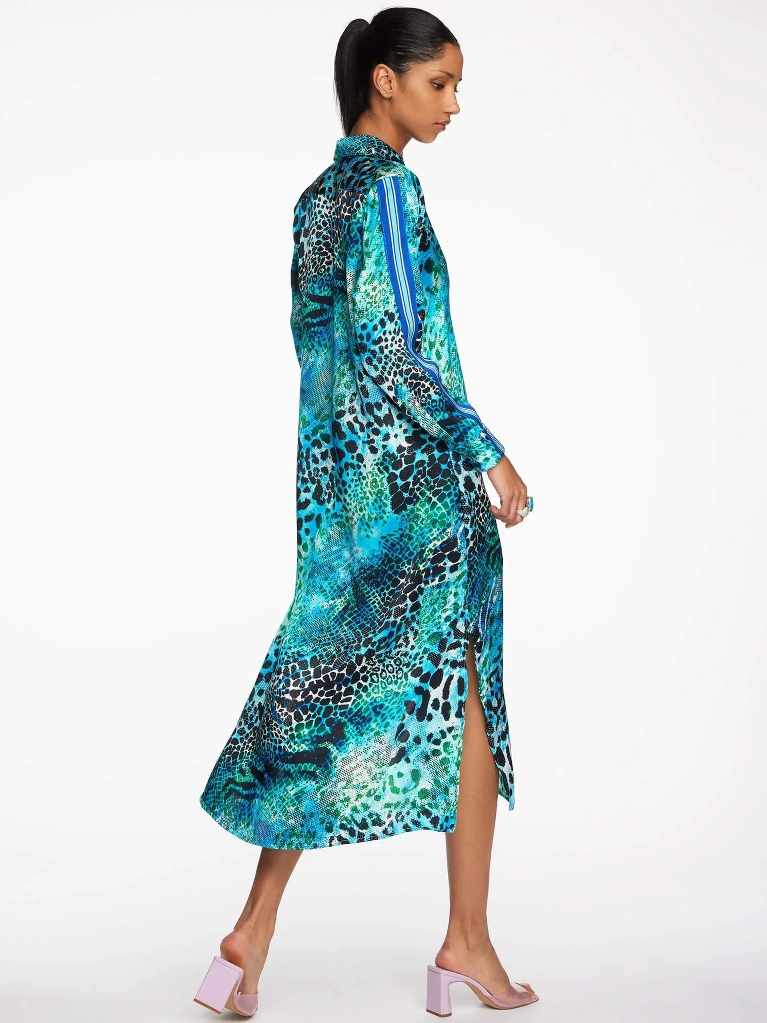 Aqua leopard cheap print dress