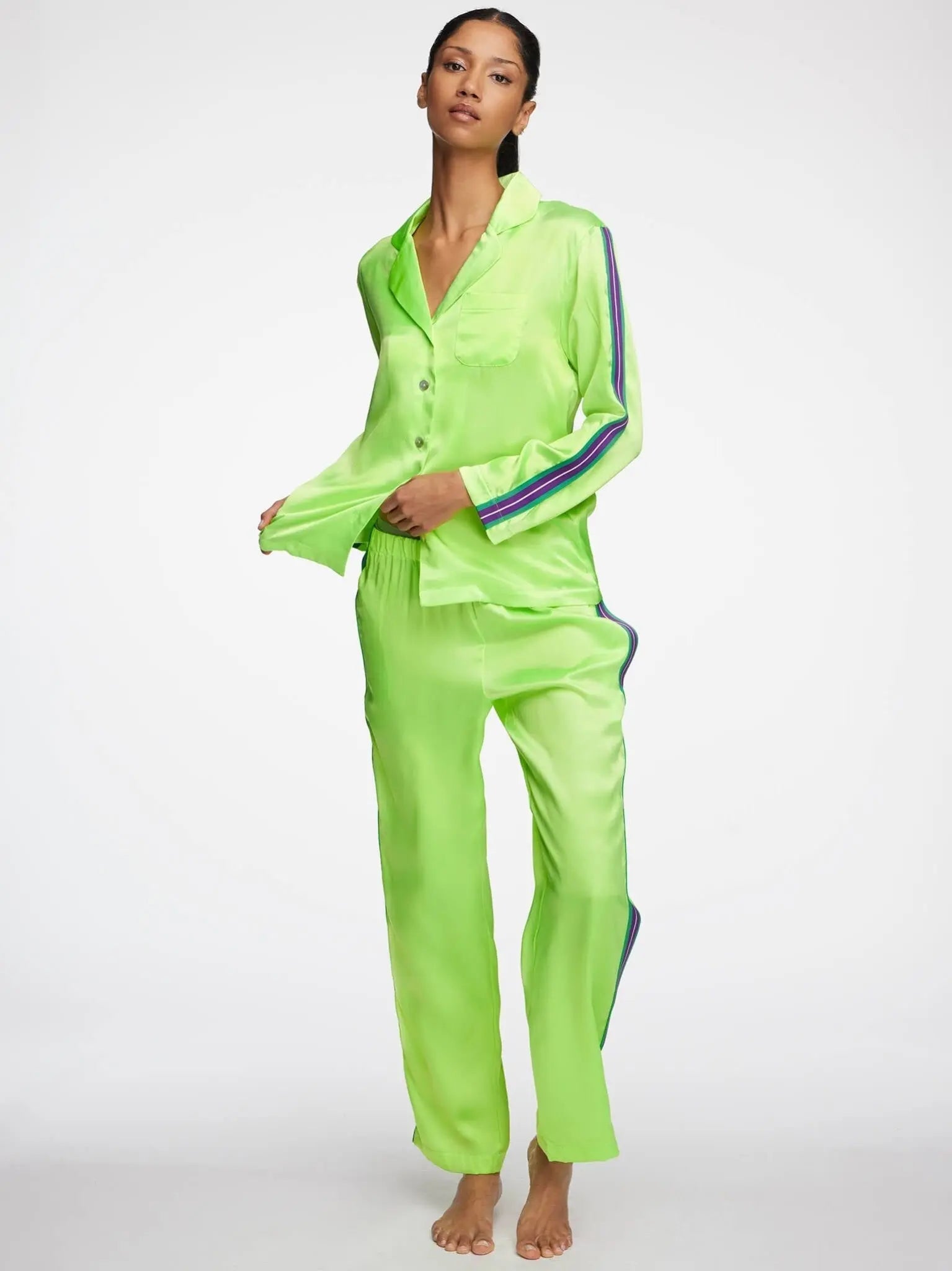 Striped silk discount pajamas for women