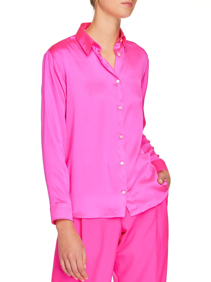 Women’s Glossy Silk Shirt In Fuchsia Pink