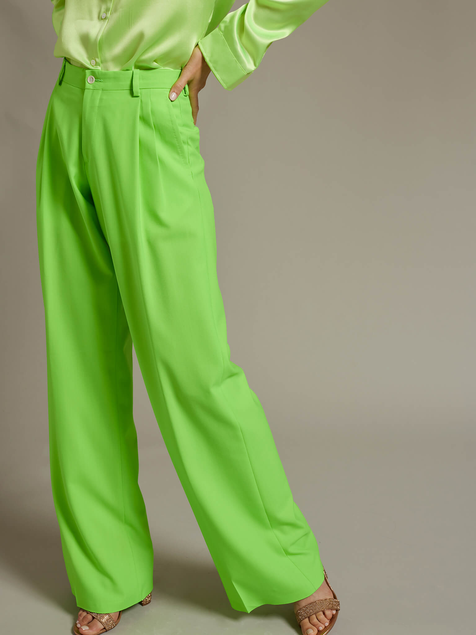 Madame Lime Green Trouser | Buy SIZE M Trouser Online for | Glamly