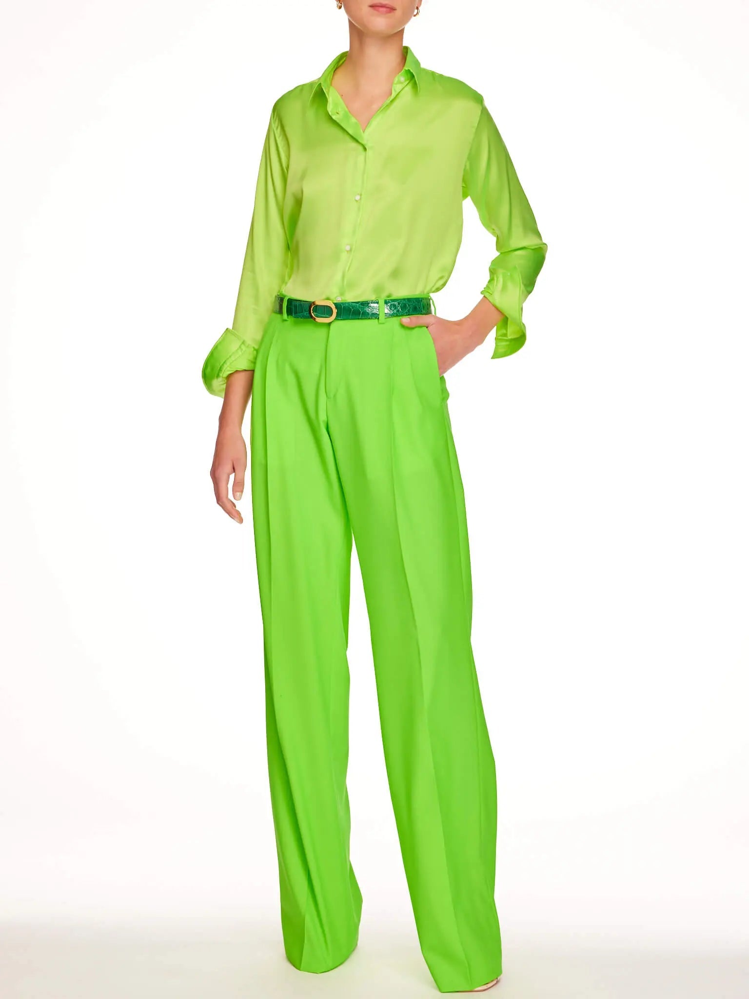 Lime Green Micro Pants Design by Nirmooha Men at Pernia's Pop Up Shop 2024