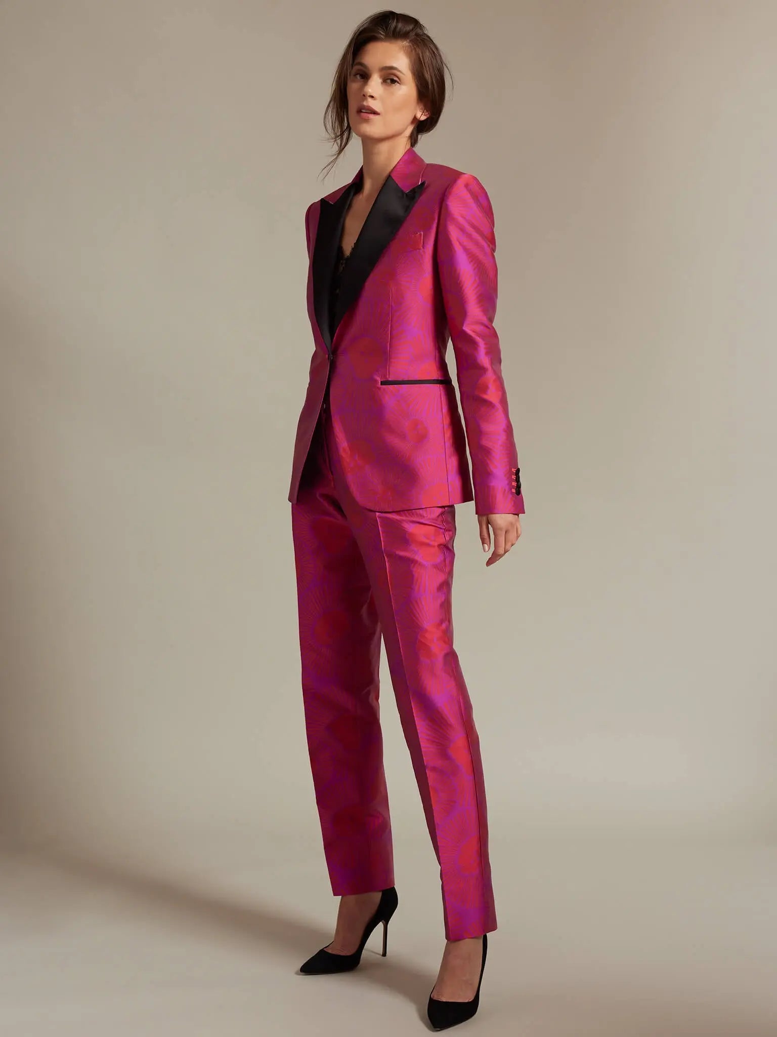 Women s Magenta Sunburst Fitted Tuxedo Jacket Nigel Curtiss