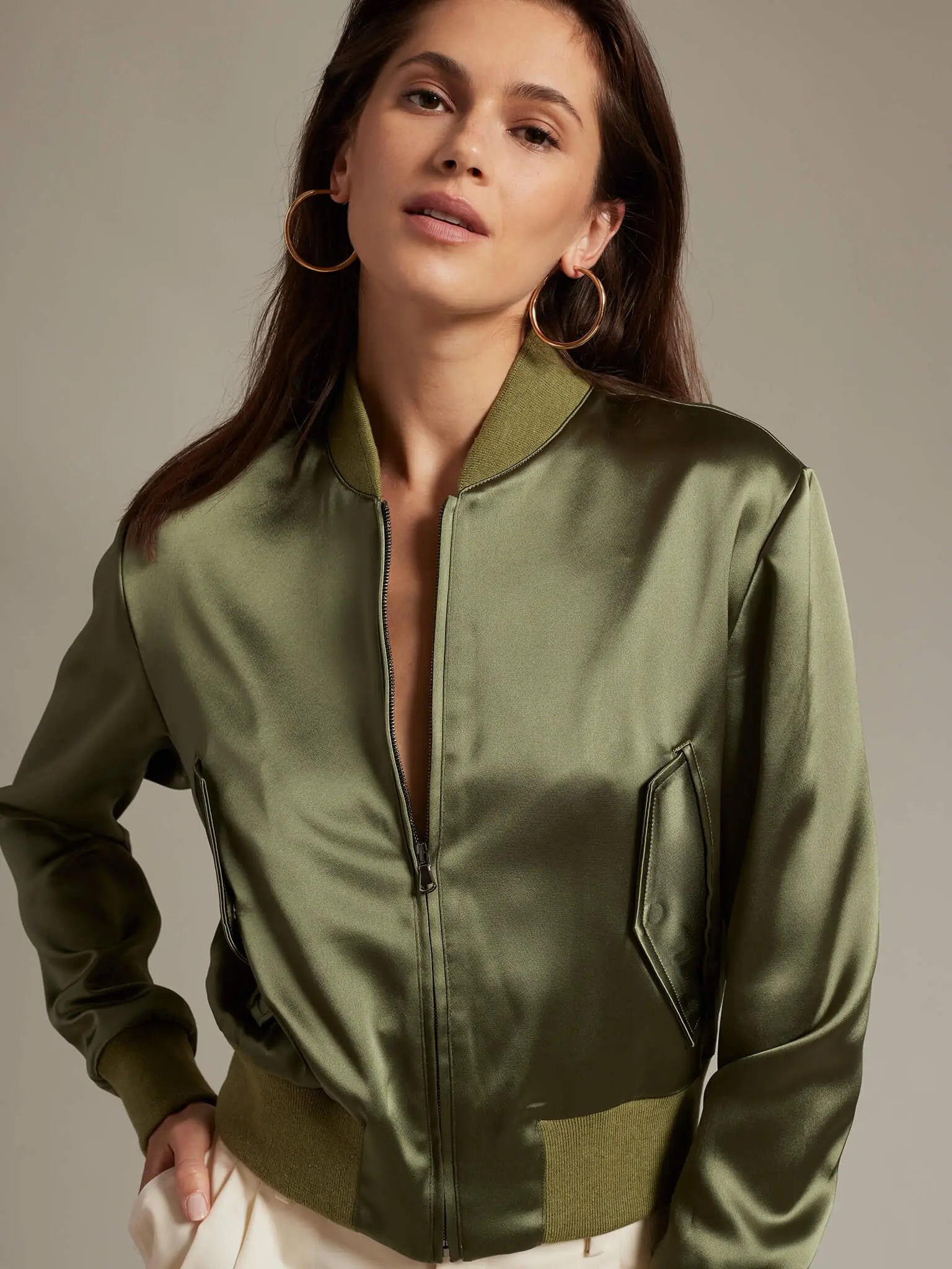 Green silk jacket on sale ladies