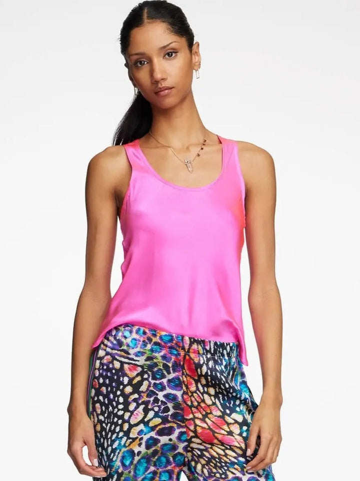 100 Silk Tank Top With Lace Pajama Shorts Set